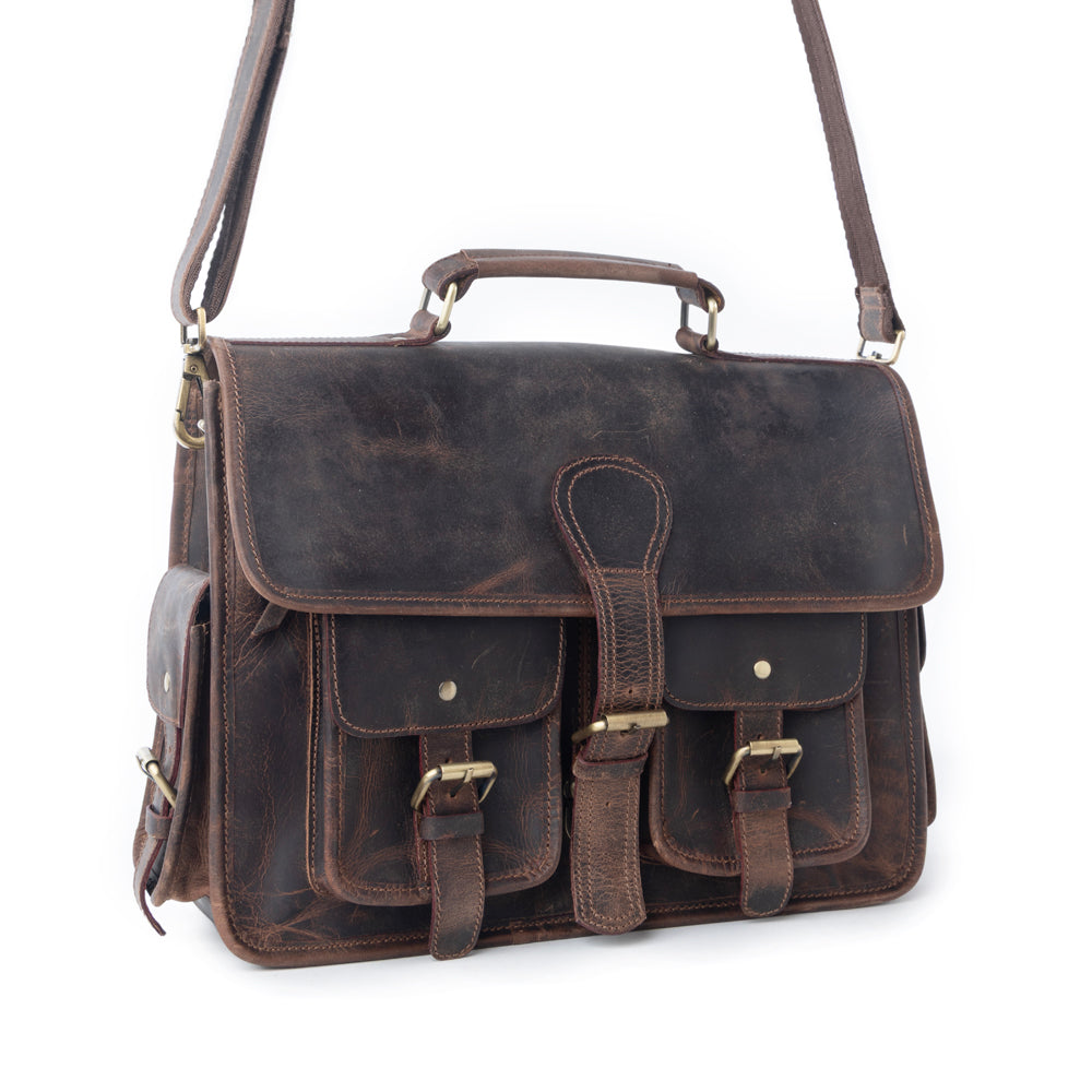 Sacoche d'ordinateur portable en cuir Myra Dust Creek modèle Saddle Ember