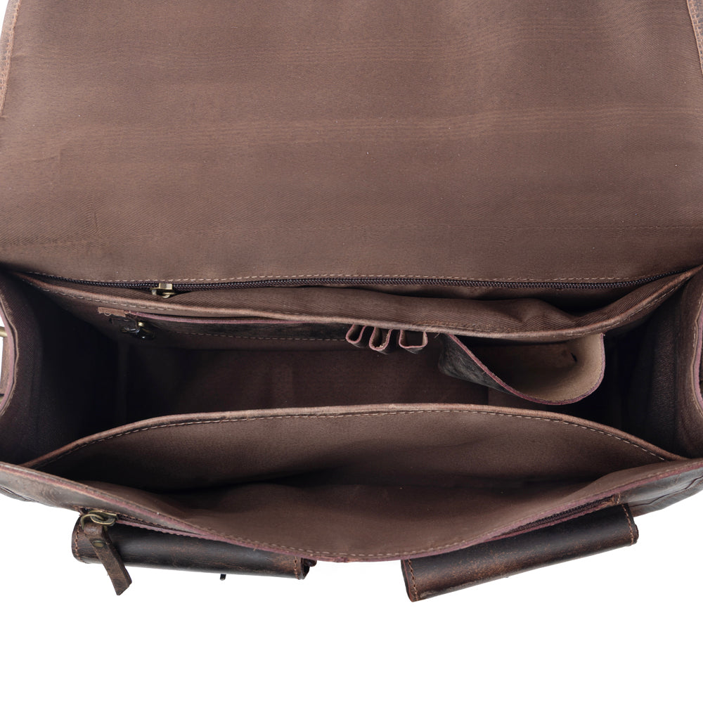 Sacoche d'ordinateur portable en cuir Myra Dust Creek modèle Saddle Ember