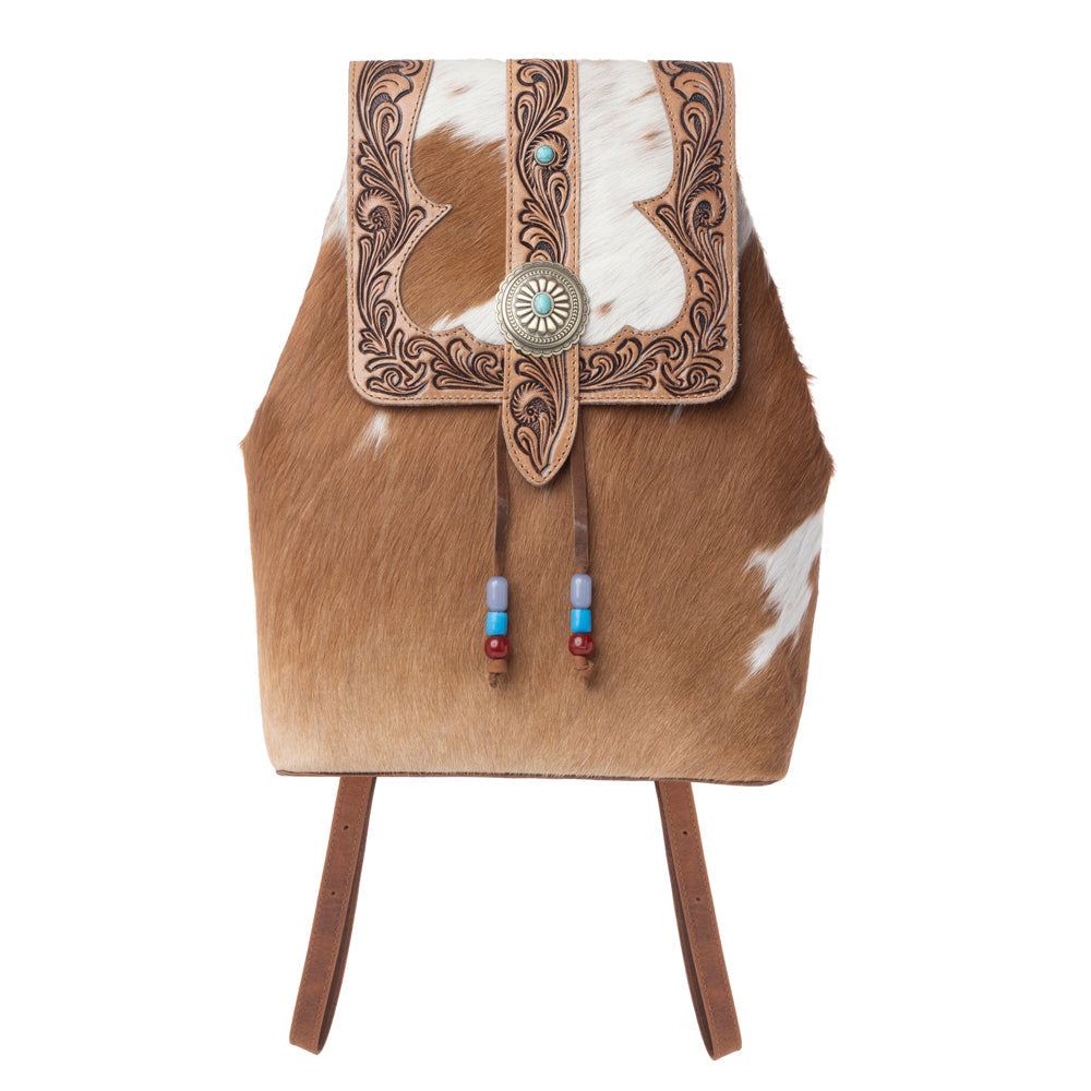 Sac à main Myra Yellowstone Timber Pass Hairon en cuir repoussé avec compartiment dissimulé, couleur caramel