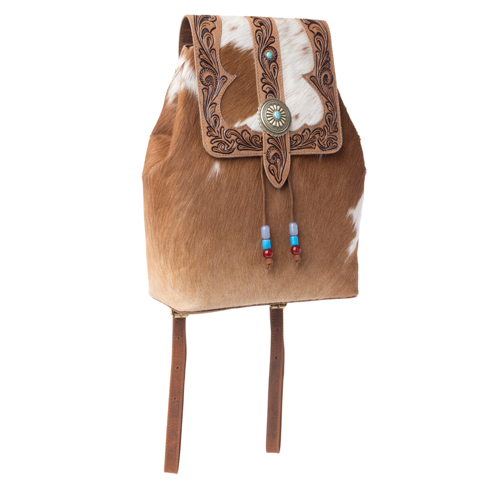 Sac à main Myra Yellowstone Timber Pass Hairon en cuir repoussé avec compartiment dissimulé, couleur caramel
