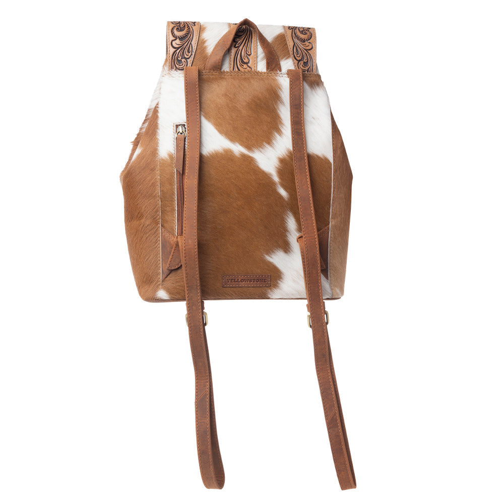 Sac à main Myra Yellowstone Timber Pass Hairon en cuir repoussé avec compartiment dissimulé, couleur caramel