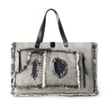 Sac cabas en jean Myra Frayed Frontier Western pour femme en jean noir avec détails frangés