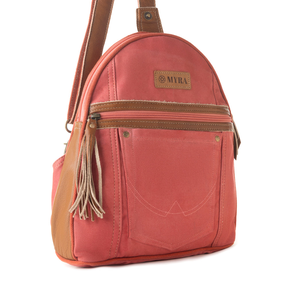 Sac banane Myra Bandit en jean pour femme, couleur rouille, avec toile et poche avant