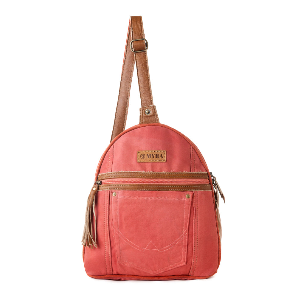 Sac banane Myra Bandit en jean pour femme, couleur rouille, avec toile et poche avant