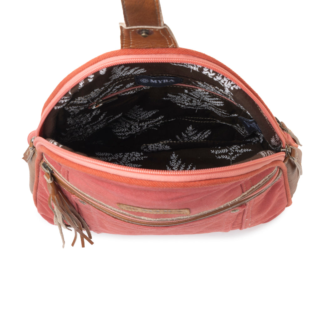 Sac banane Myra Bandit en jean pour femme, couleur rouille, avec toile et poche avant