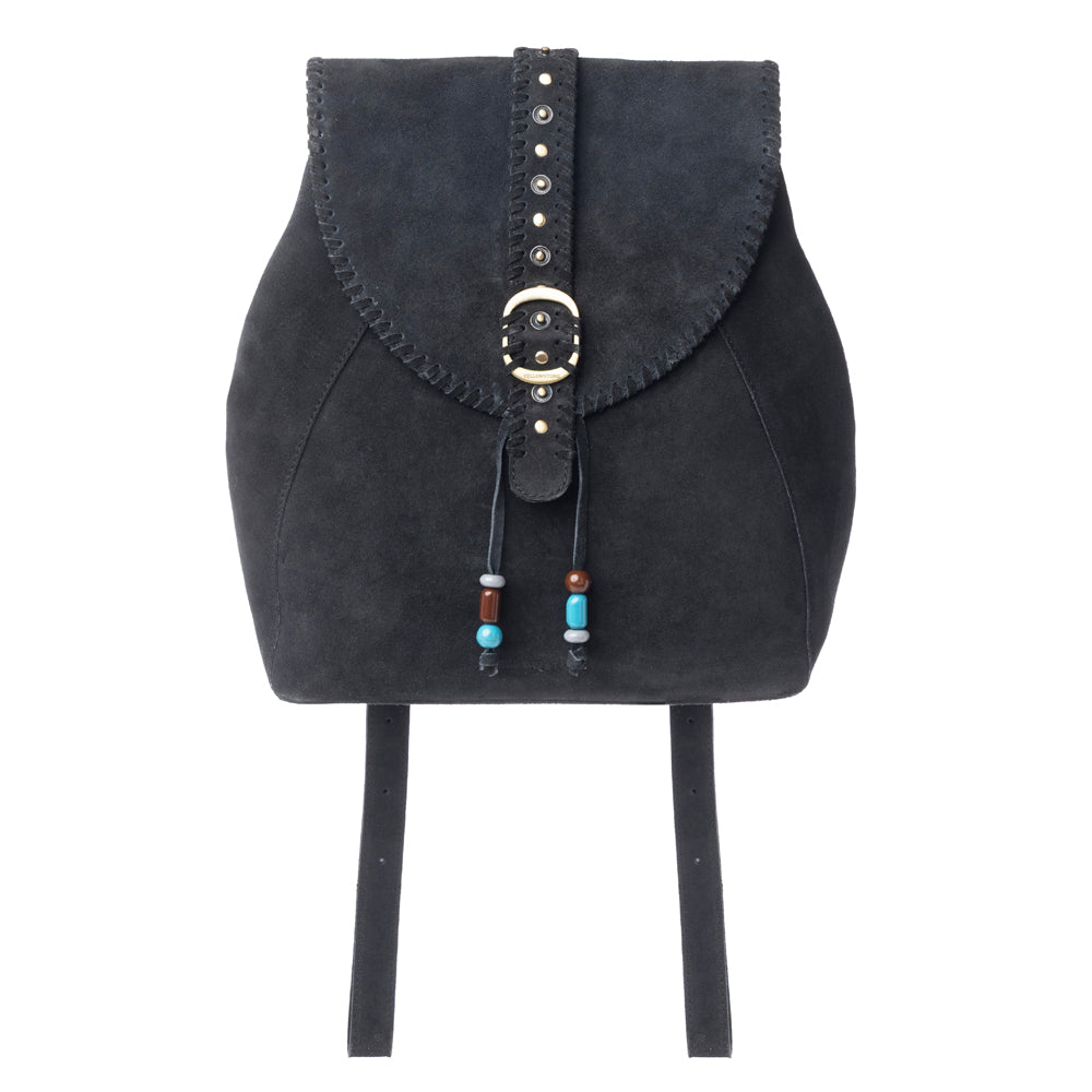 Sac de transport dissimulé en cuir suédé clouté Myra Yellowstone Ironwood, couleur noir ombré
