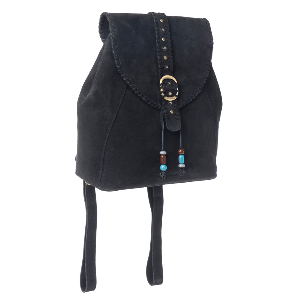 Sac de transport dissimulé en cuir suédé clouté Myra Yellowstone Ironwood, couleur noir ombré