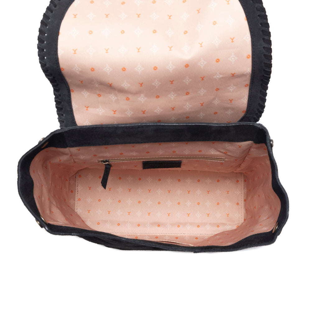 Sac de transport dissimulé en cuir suédé clouté Myra Yellowstone Ironwood, couleur noir ombré
