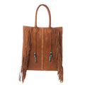 Sac à main en cuir suédé à franges Myra Yellowstone Desert Creek avec compartiment pour arme dissimulée, couleur brun sable