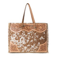 Sac Myra Cartwright en cuir repoussé, beige et blanc