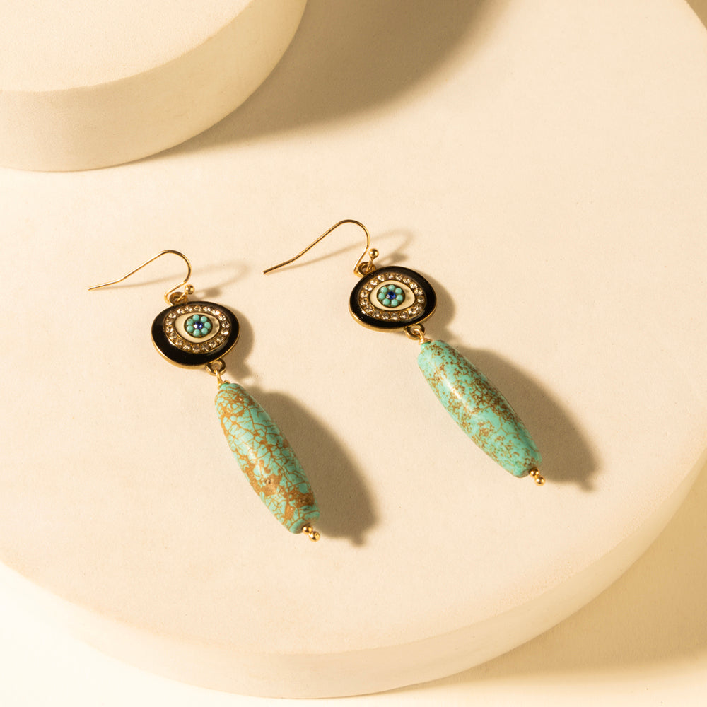 Boucles d'oreilles Myra Trail Halo en pierre turquoise