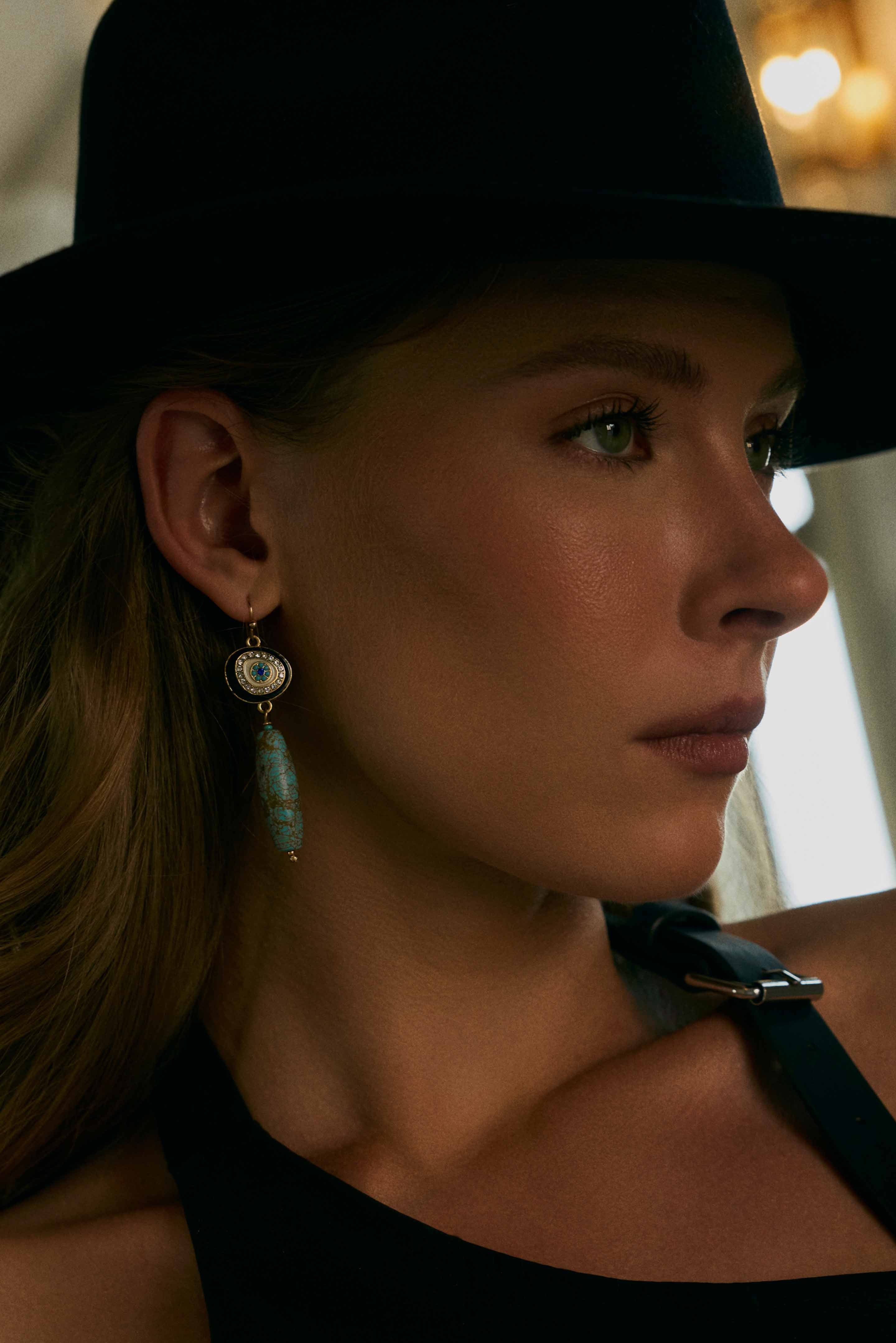 Boucles d'oreilles Myra Trail Halo en pierre turquoise