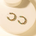 Boucles d'oreilles créoles Myra Bronc en turquoise du désert