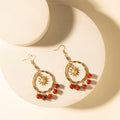 Boucles d'oreilles créoles Myra Red Mesa Sun en cuir tanné