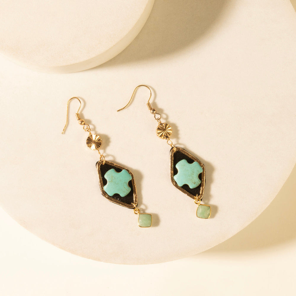 Boucles d'oreilles trèfle Myra Four Trails en turquoise du désert