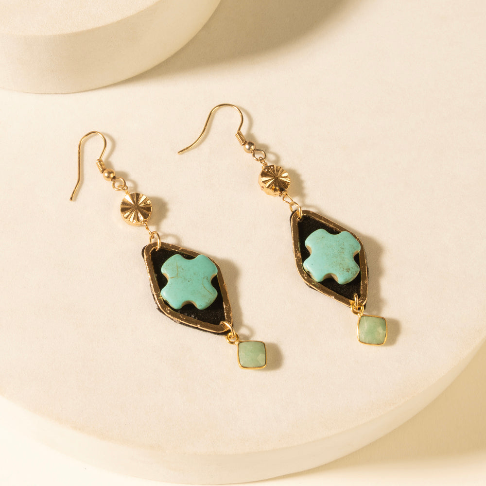 Boucles d'oreilles trèfle Myra Four Trails en turquoise du désert