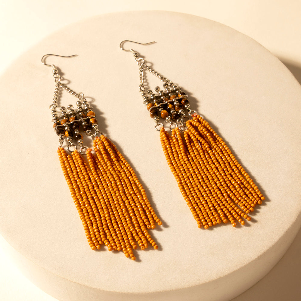 Boucles d'oreilles Myra Rustglow Fringe Ambre ensoleillé