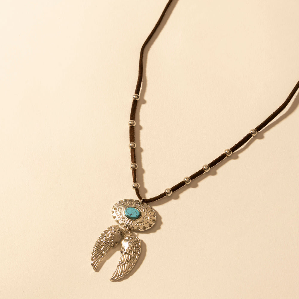 Collier de plumes Myra Windspur en turquoise du désert