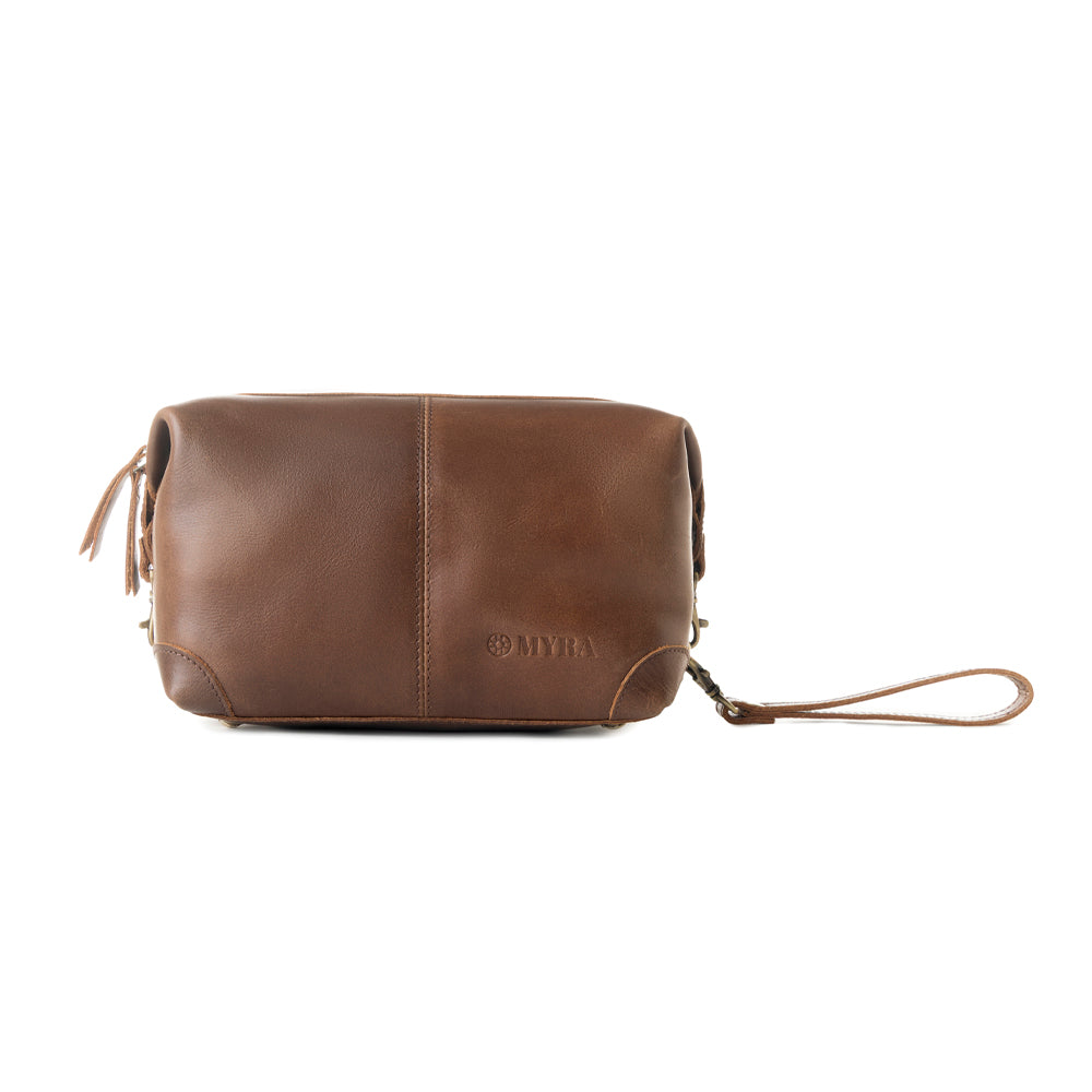 Trousse de Rasage en Cuir Marron Myra Drifter pour Homme