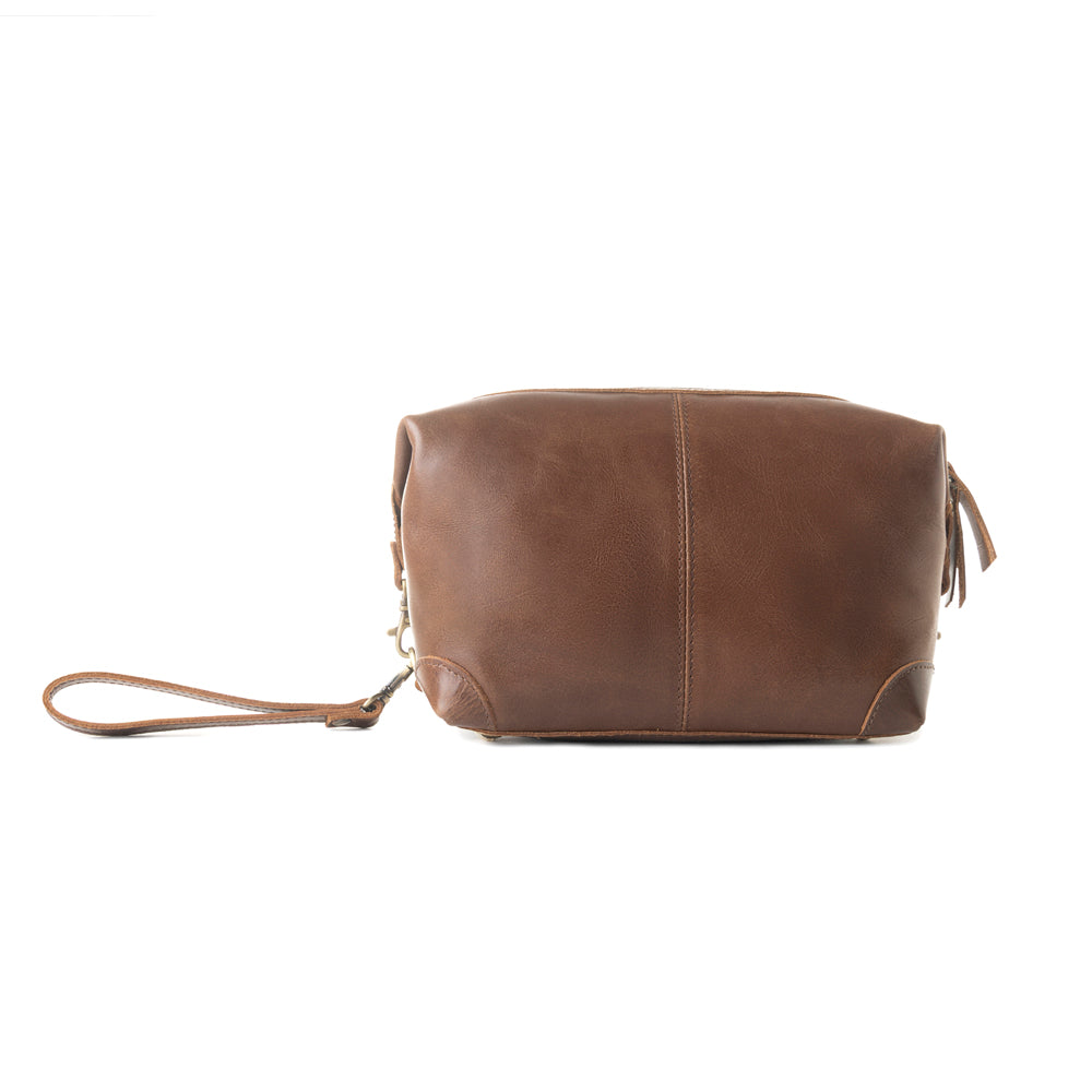 Trousse de Rasage en Cuir Marron Myra Drifter pour Homme