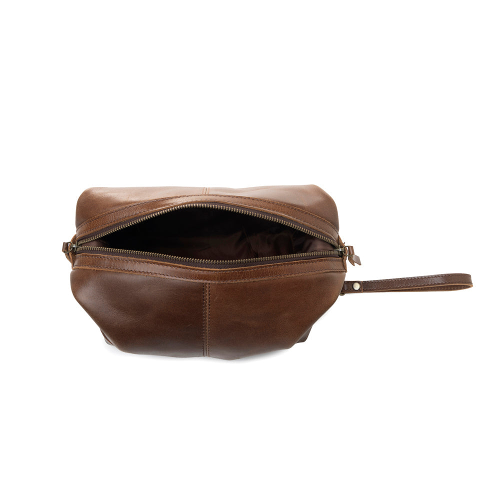 Trousse de Rasage en Cuir Marron Myra Drifter pour Homme