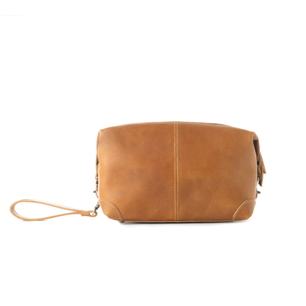 Trousse de rasage en cuir Myra Drifter pour hommes, couleur camel