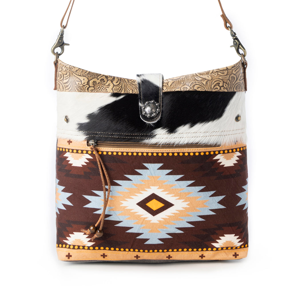 Sac à bandoulière Myra Wovenstone Western pour femme en rouille avec détail aztèque