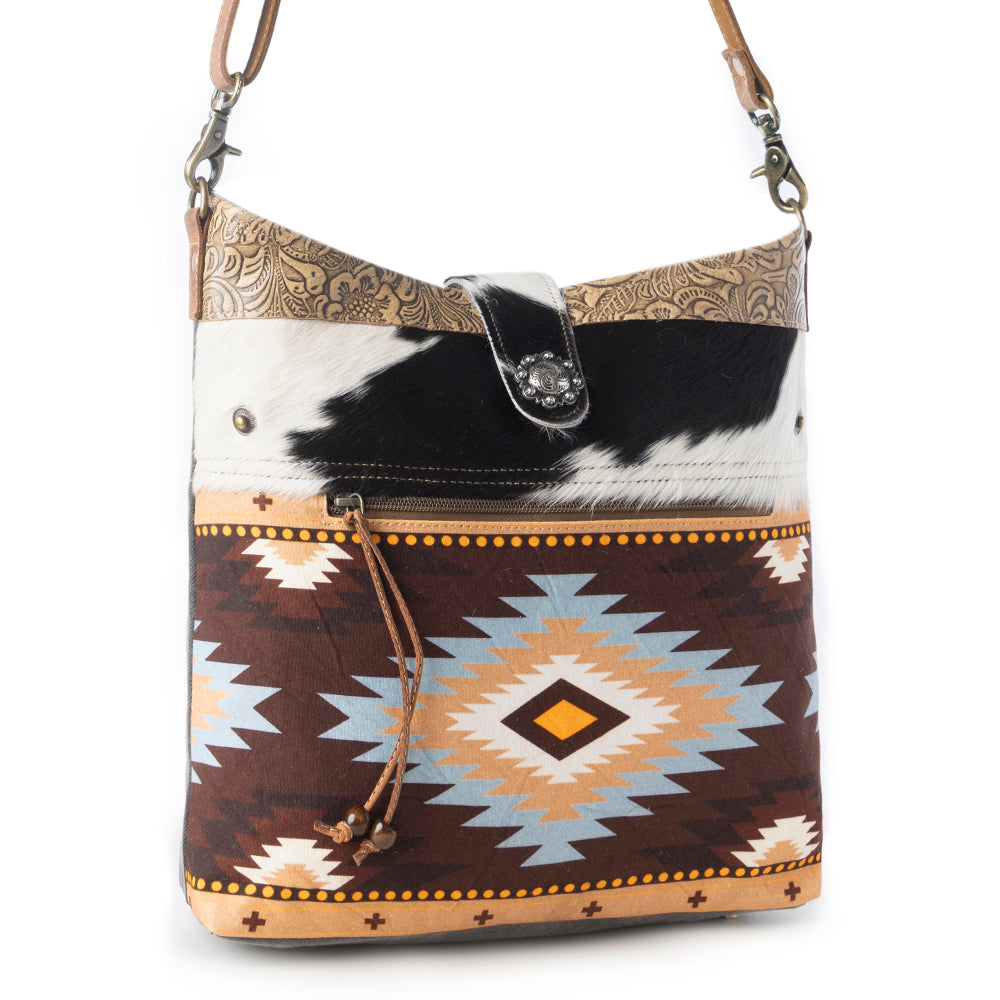 Sac à bandoulière Myra Wovenstone Western pour femme en rouille avec détail aztèque