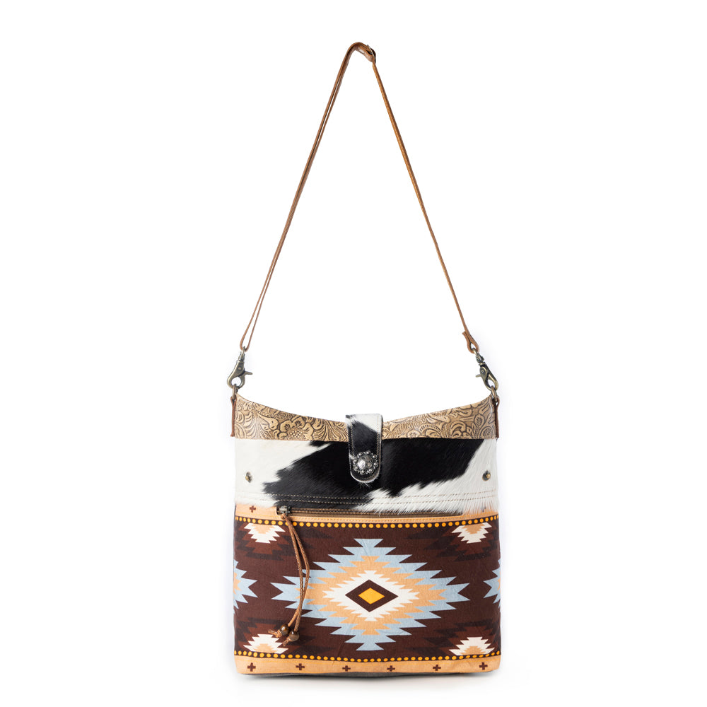 Sac à bandoulière Myra Wovenstone Western pour femme en rouille avec détail aztèque