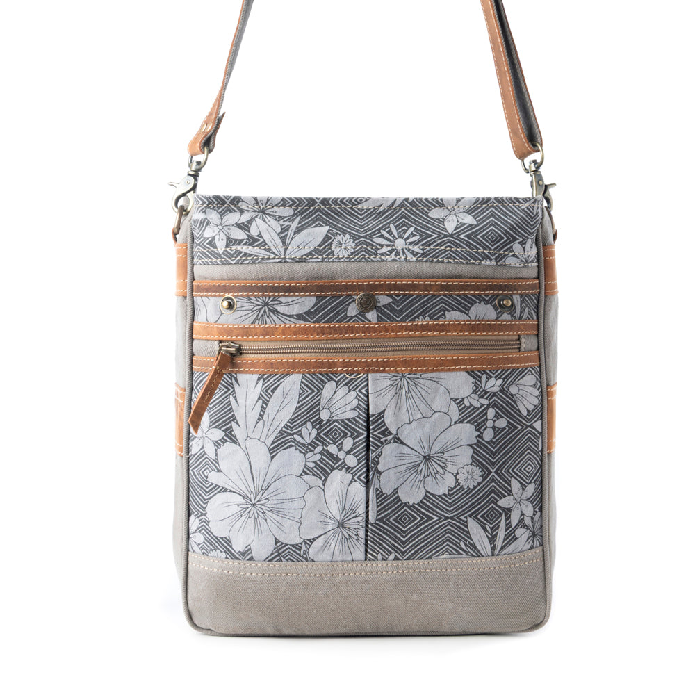 Sac à bandoulière vintage Myra Carefree Days pour femme, couleur sauge avec détails en cuir
