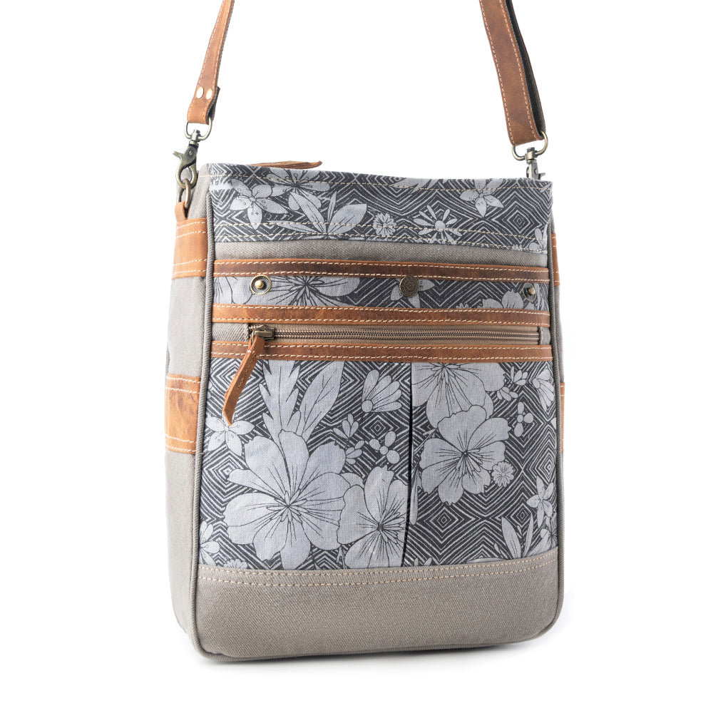Sac à bandoulière vintage Myra Carefree Days pour femme, couleur sauge avec détails en cuir