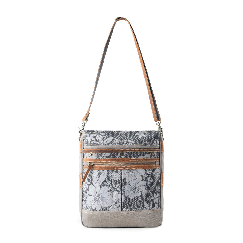 Sac à bandoulière vintage Myra Carefree Days pour femme, couleur sauge avec détails en cuir