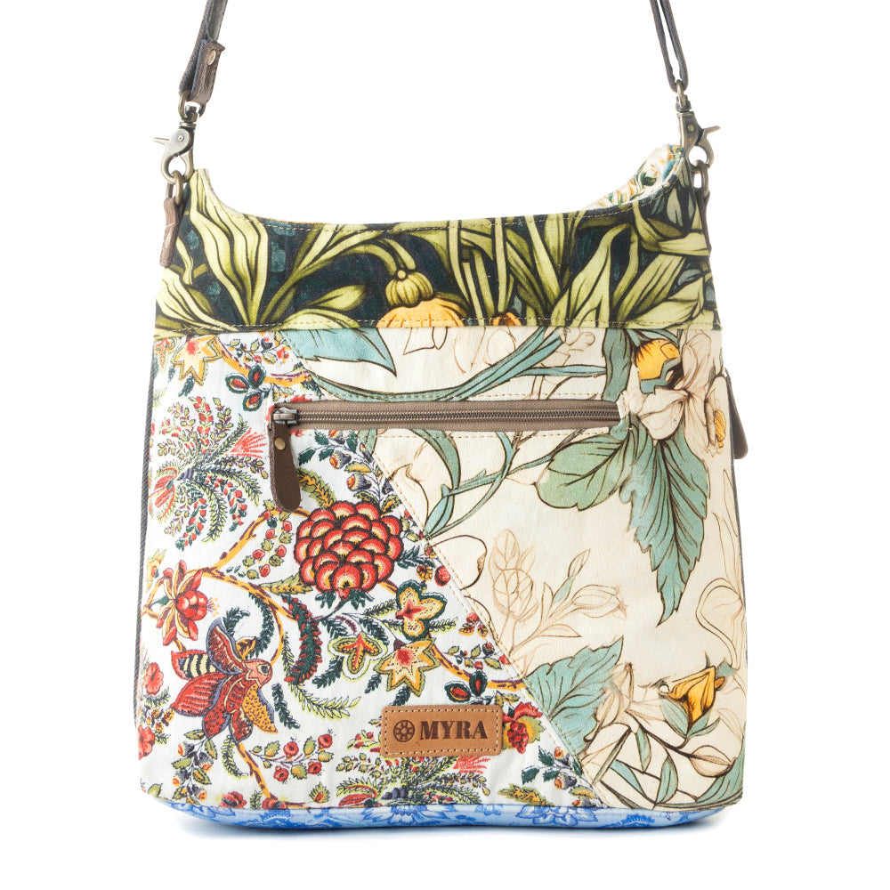 Sac à bandoulière Myra Le Fleur Bel Cowgirl pour femme, motif floral jaune, avec détails en cuir et concho