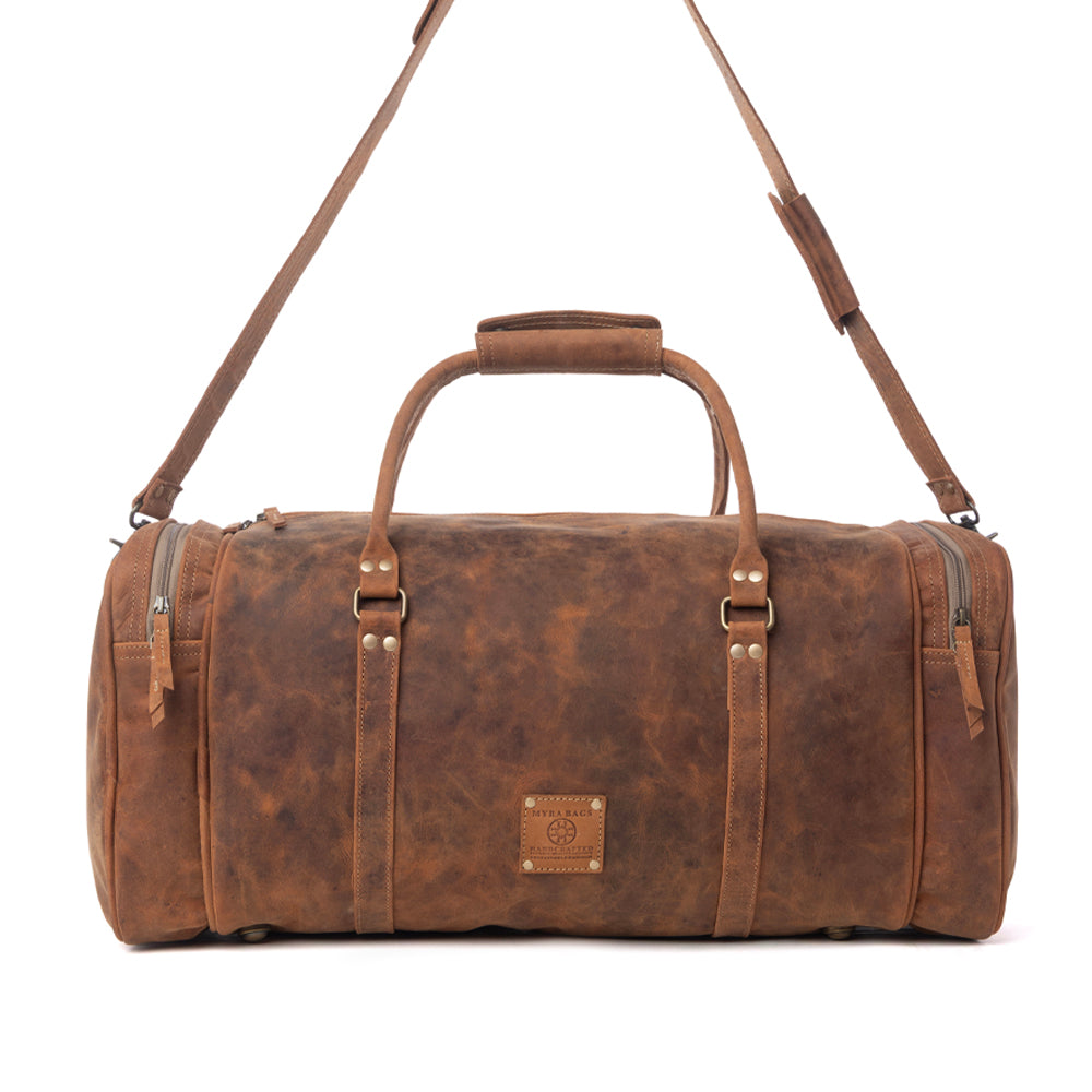 Sac de voyage Myra Redmont en cuir marron ambré