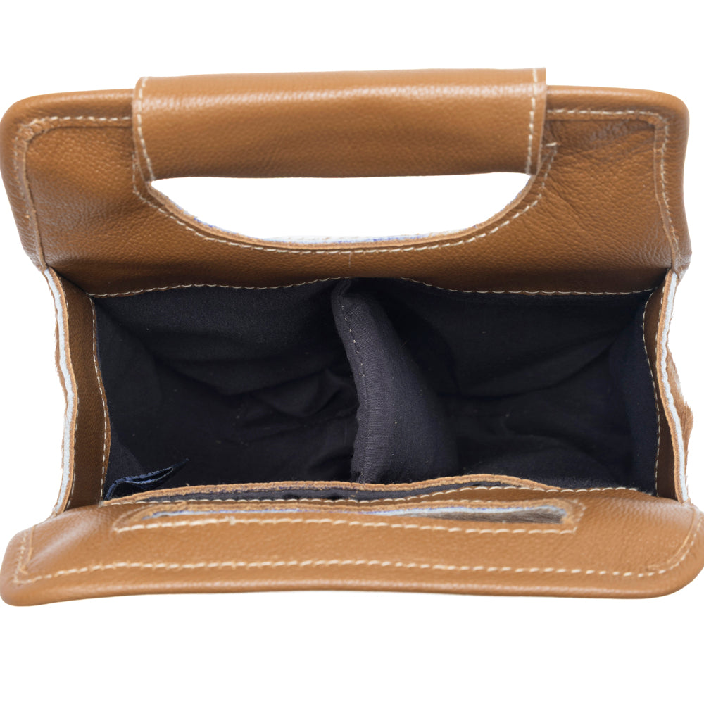 Porte-bouteille de vin en cuir Hairon Myra Cypress Field, beige havane