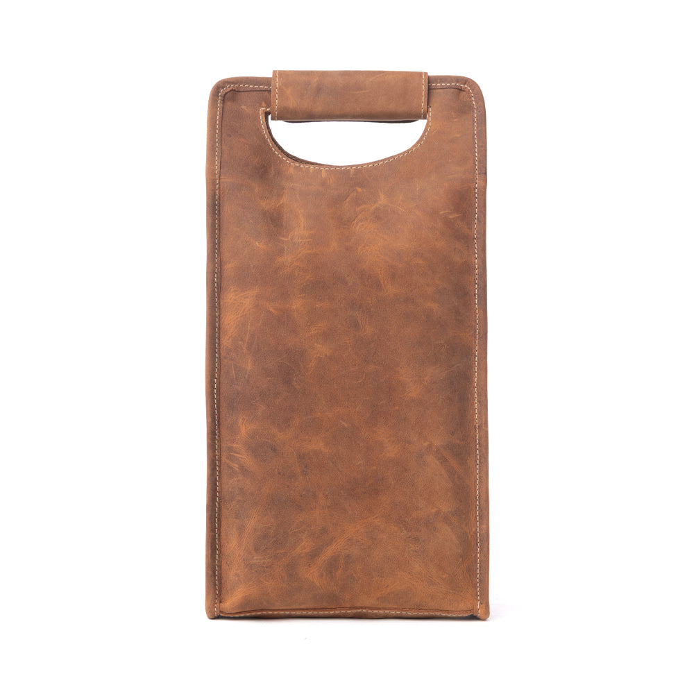 Porte-bouteille Myra Cypress Field en cuir véritable, coloris crème et marron châtaigne