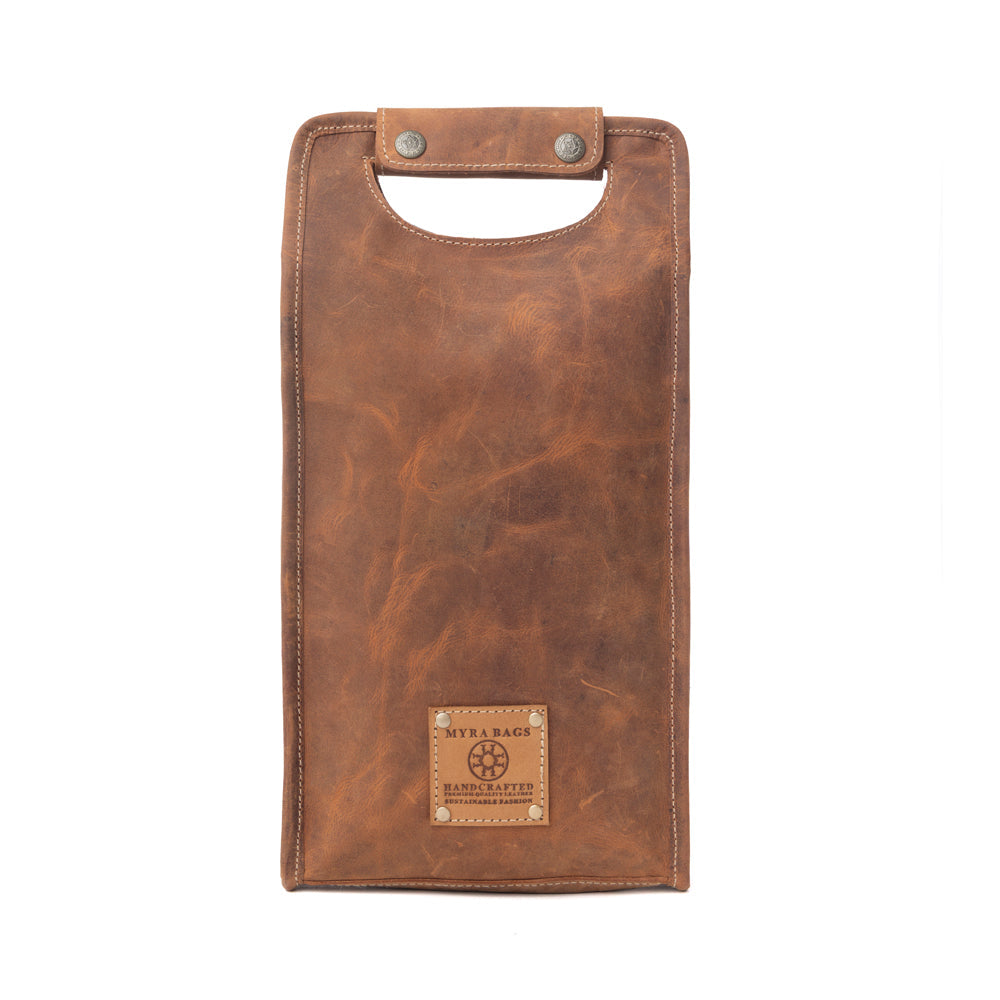 Porte-bouteille Myra Cypress Field en cuir véritable, coloris crème et marron châtaigne