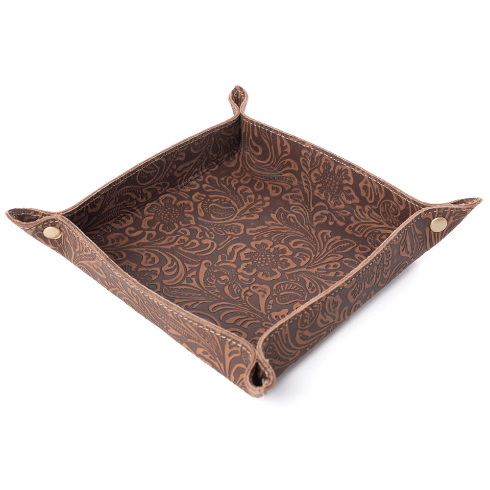 Plateau en Cuir Myra Copperwind, coloris Mocha Cacao