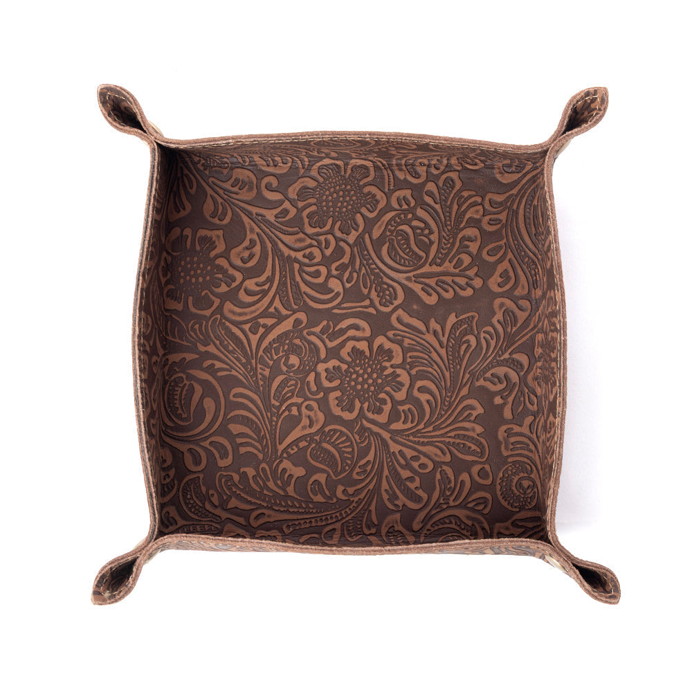 Plateau en Cuir Myra Copperwind, coloris Mocha Cacao