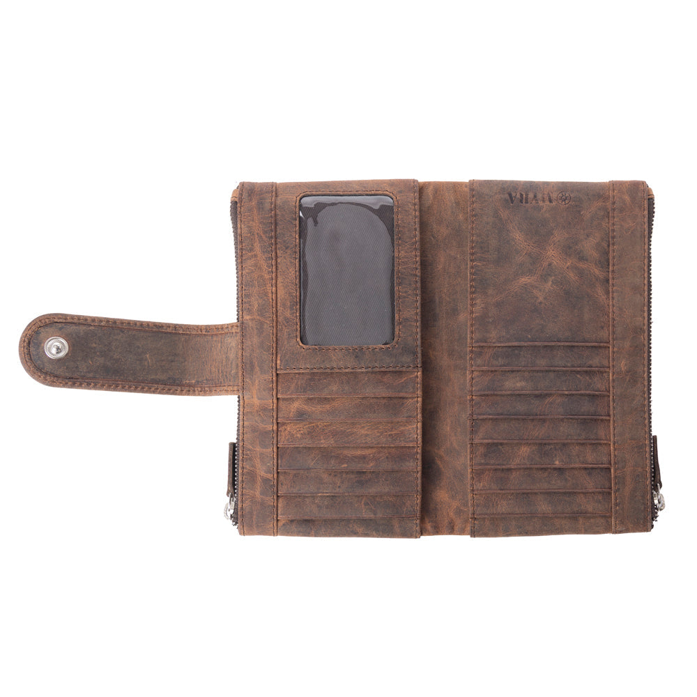 Portefeuille en cuir pour femme Myra Iron Hill Concho en Ochre Veil