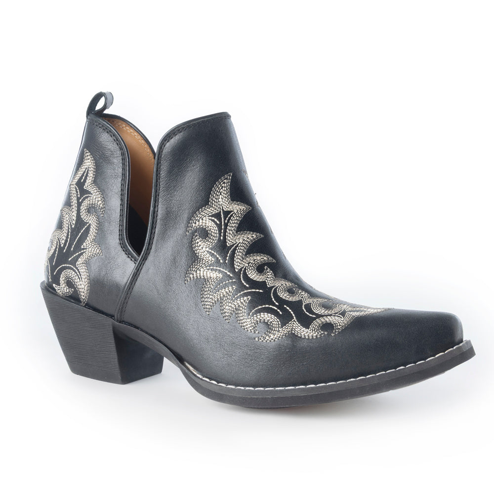 Bottines de Cowgirl Brodé Myra Tempest Onyx pour Femme en Cuir Véritable avec Bout Pointu