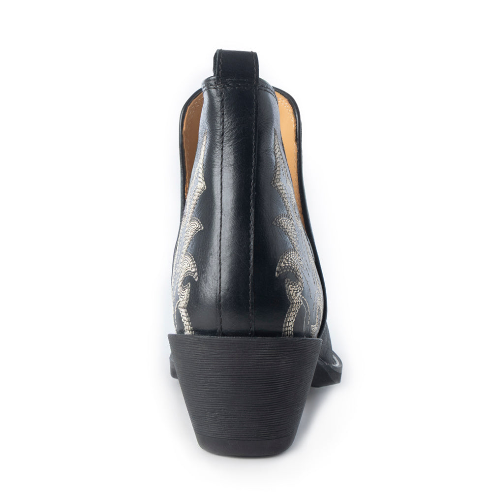 Bottines de Cowgirl Brodé Myra Tempest Onyx pour Femme en Cuir Véritable avec Bout Pointu