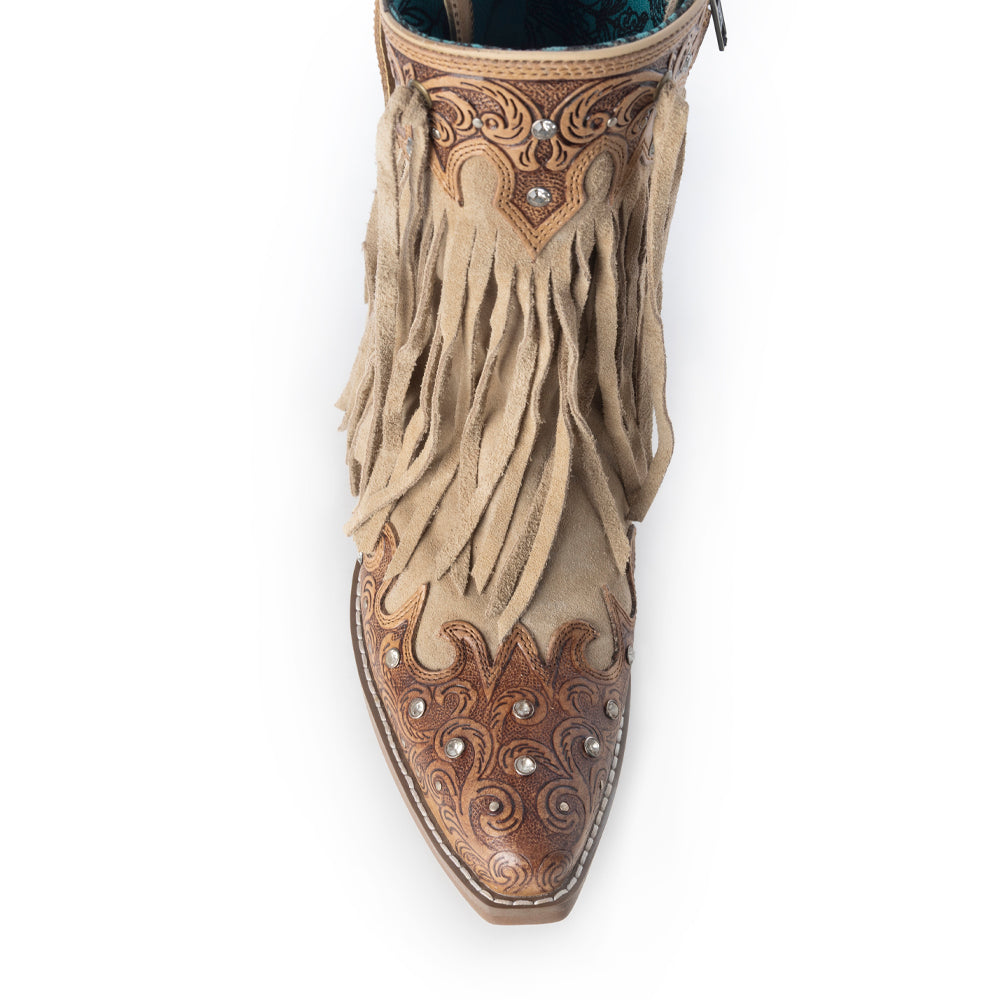 Bottes à franges Nashville Nights Myra pour femme, coloris Ember, en cuir véritable façonné main avec pierres Swarovski
