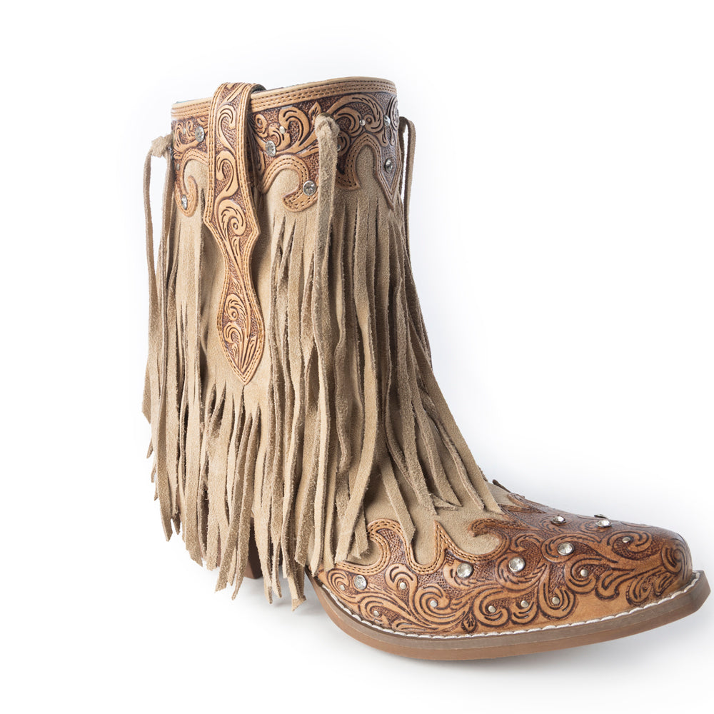 Bottes à franges Nashville Nights Myra pour femme, coloris Ember, en cuir véritable façonné main avec pierres Swarovski