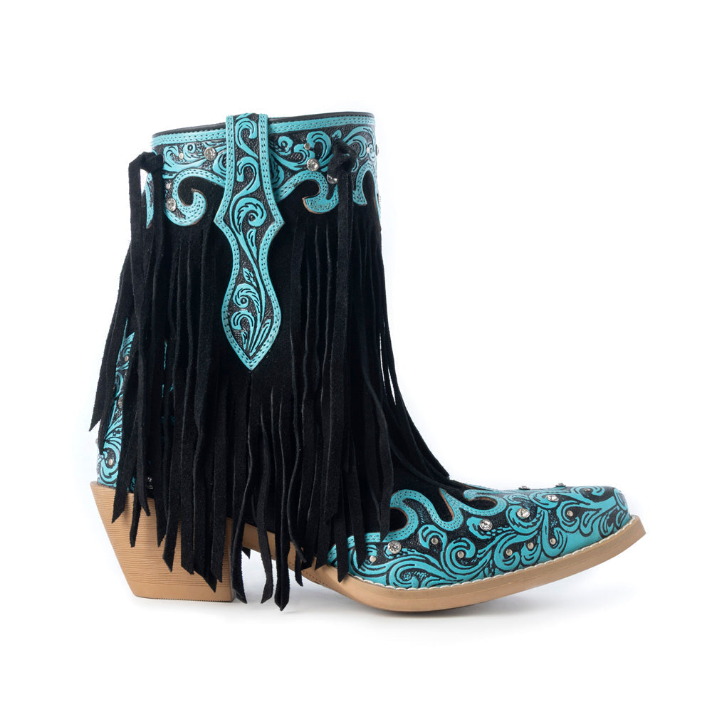 Bottes pour femme Myra Nashville Nights, couleur Twilight, en cuir véritable ciselé à la main avec pierres Swarovski