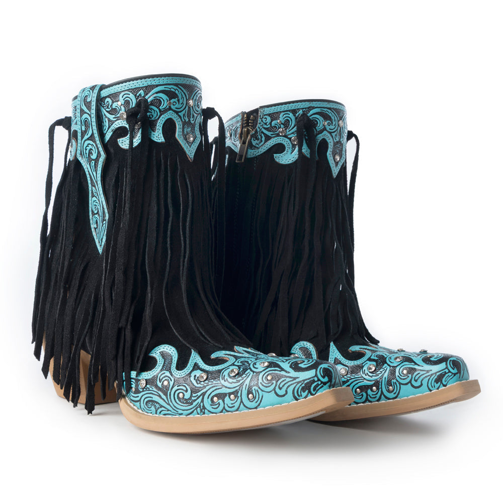 Bottes pour femme Myra Nashville Nights, couleur Twilight, en cuir véritable ciselé à la main avec pierres Swarovski