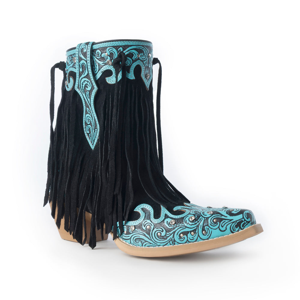 Bottes pour femme Myra Nashville Nights, couleur Twilight, en cuir véritable ciselé à la main avec pierres Swarovski