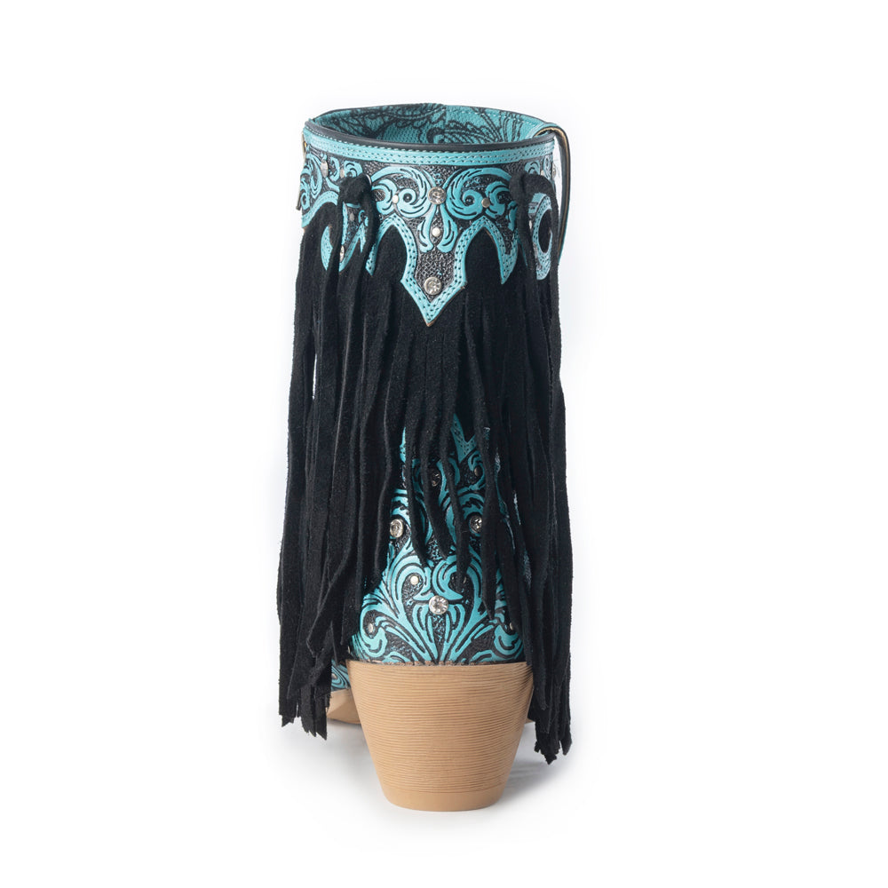 Bottes pour femme Myra Nashville Nights, couleur Twilight, en cuir véritable ciselé à la main avec pierres Swarovski