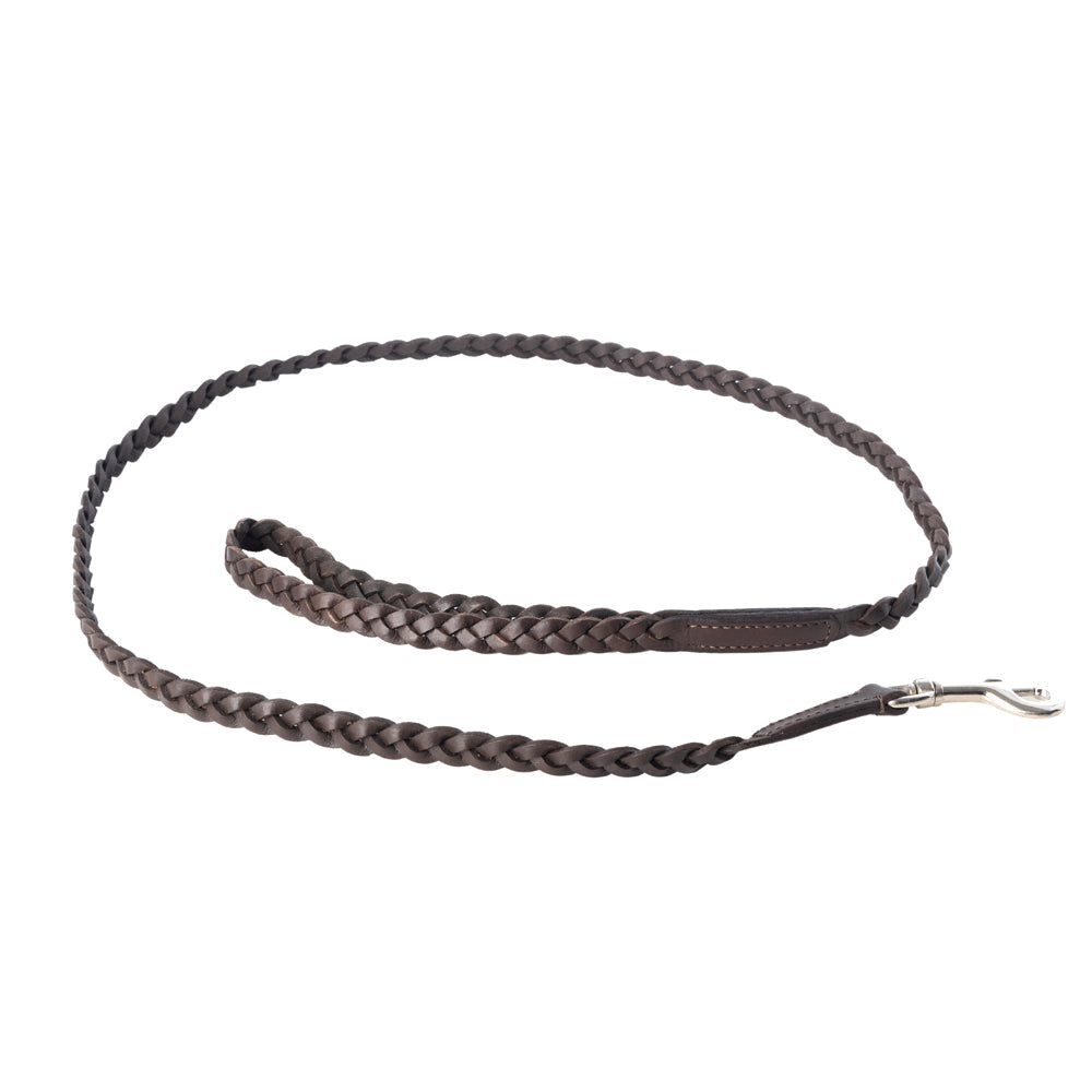 Laisse pour chien en cuir Trailbound marron rustique avec tressage et crochet métallique