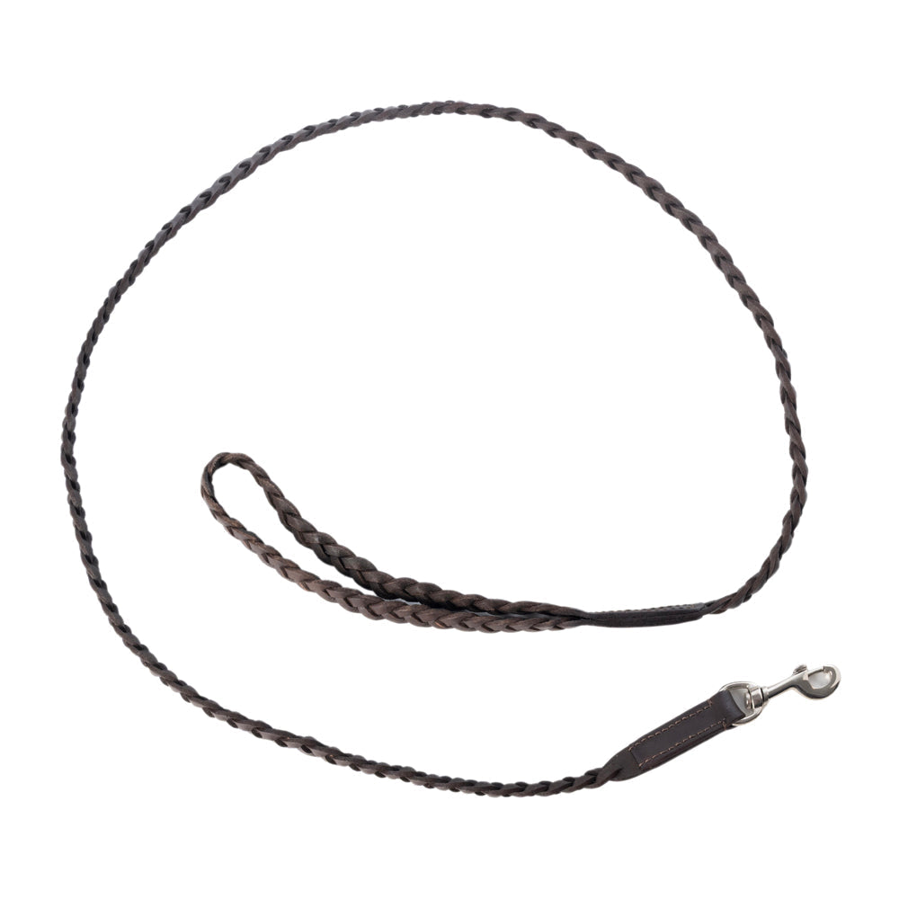 Laisse pour chien en cuir Trailbound marron rustique avec tressage et crochet métallique